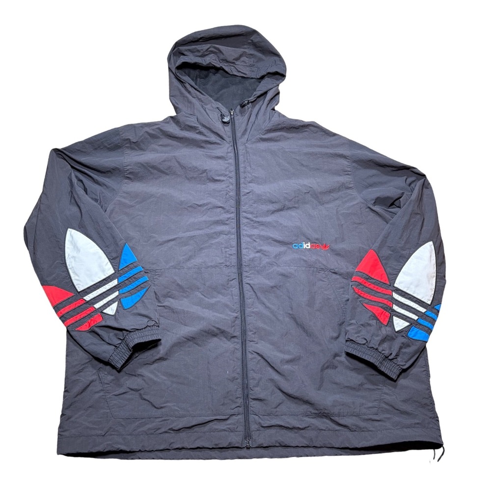 Adidas Originals Mens Primegreen Tricolor Trefoil Windbreaker Jacket Grey XL